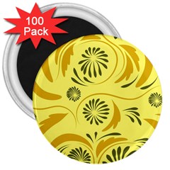 Folk Flowers Pattern  3  Magnets (100 Pack) by Eskimos