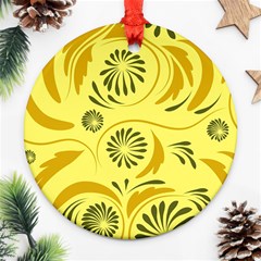 Folk Flowers Pattern  Round Ornament (two Sides) by Eskimos