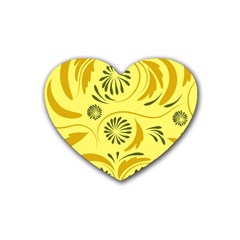 Folk Flowers Pattern  Rubber Coaster (heart)  by Eskimos