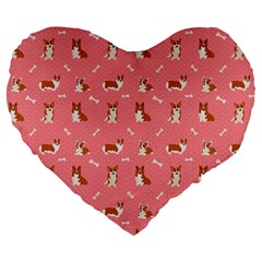 Cute Corgi Dogs Large 19  Premium Heart Shape Cushions by SychEva