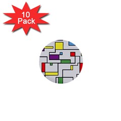 Colorful Rectangles 1  Mini Buttons (10 Pack)  by LalyLauraFLM