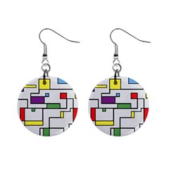 Colorful Rectangles Mini Button Earrings by LalyLauraFLM