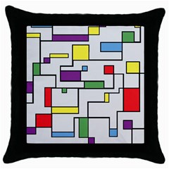 Colorful Rectangles Throw Pillow Case (black) by LalyLauraFLM