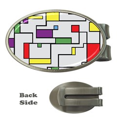 Colorful Rectangles Money Clips (oval)  by LalyLauraFLM