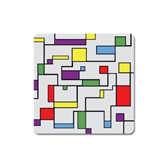 Colorful Rectangles Square Magnet by LalyLauraFLM