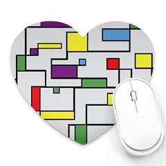 Colorful Rectangles Heart Mousepads by LalyLauraFLM