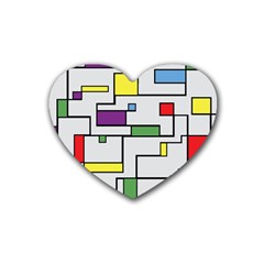 Colorful Rectangles Heart Coaster (4 Pack)  by LalyLauraFLM