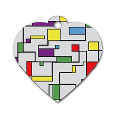 Colorful Rectangles Dog Tag Heart (two Sides)