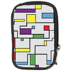 Colorful Rectangles Compact Camera Leather Case by LalyLauraFLM