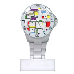 Colorful Rectangles Plastic Nurses Watch by LalyLauraFLM