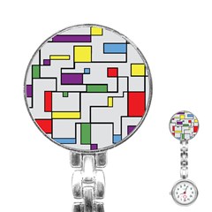 Colorful Rectangles Stainless Steel Nurses Watch by LalyLauraFLM