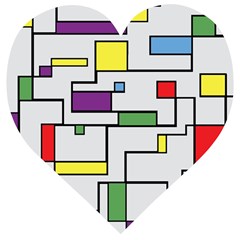 Colorful Rectangles Wooden Puzzle Heart by LalyLauraFLM