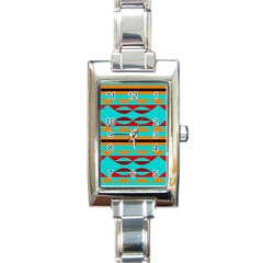 Shapes On A Blue Background Rectangle Italian Charm Watch