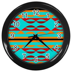 Shapes On A Blue Background Wall Clock (Black)