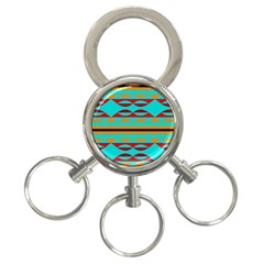 Shapes On A Blue Background 3-Ring Key Chain