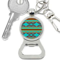 Shapes On A Blue Background Bottle Opener Key Chain