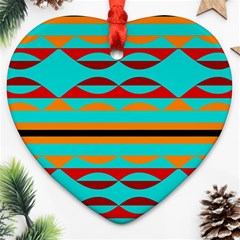 Shapes On A Blue Background Heart Ornament (two Sides) by LalyLauraFLM