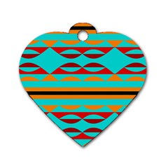 Shapes On A Blue Background Dog Tag Heart (Two Sides)