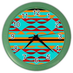 Shapes On A Blue Background Color Wall Clock