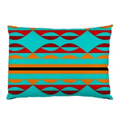 Shapes On A Blue Background Pillow Case by LalyLauraFLM