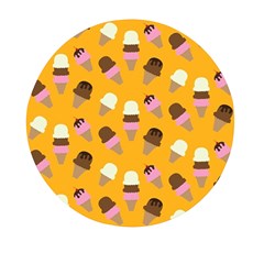 Ice Cream On An Orange Background Pattern                                                      Mini Round Pill Box (pack Of 5) by LalyLauraFLM