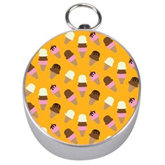 Ice Cream On An Orange Background Pattern                                                             Silver Compass by LalyLauraFLM