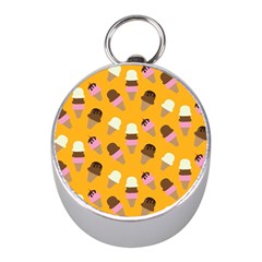 Ice Cream On An Orange Background Pattern                                                             Silver Compass (mini) by LalyLauraFLM