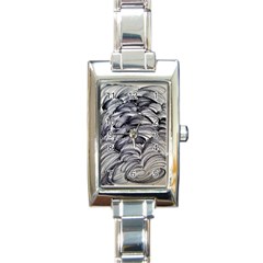 Monochrome Smudge Rectangle Italian Charm Watch by kaleidomarblingart