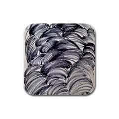 Monochrome Smudge Rubber Square Coaster (4 Pack)  by kaleidomarblingart