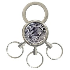 Monochrome Smudge 3-ring Key Chain by kaleidomarblingart