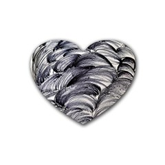 Monochrome Smudge Rubber Coaster (heart)  by kaleidomarblingart