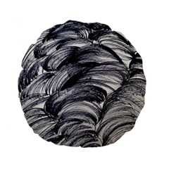 Monochrome Smudge Standard 15  Premium Round Cushions by kaleidomarblingart