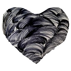 Monochrome Smudge Large 19  Premium Heart Shape Cushions by kaleidomarblingart