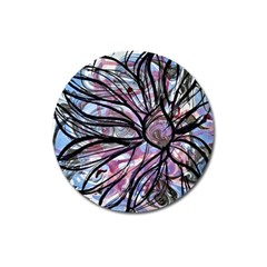 Mixed Media Petals Magnet 3  (round) by kaleidomarblingart