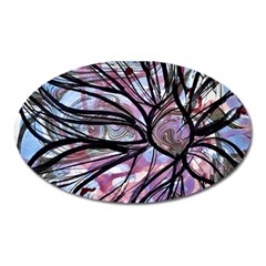 Mixed Media Petals Oval Magnet by kaleidomarblingart