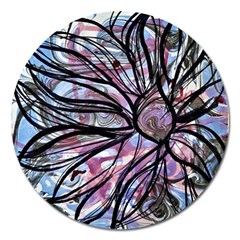 Mixed Media Petals Magnet 5  (round) by kaleidomarblingart