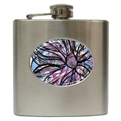 Mixed Media Petals Hip Flask (6 Oz) by kaleidomarblingart