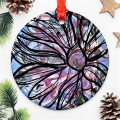 Mixed Media Petals Round Ornament (two Sides) by kaleidomarblingart