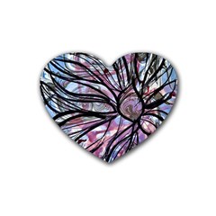 Mixed Media Petals Rubber Coaster (heart)  by kaleidomarblingart