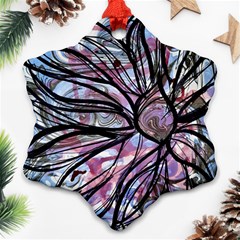 Mixed Media Petals Snowflake Ornament (two Sides) by kaleidomarblingart