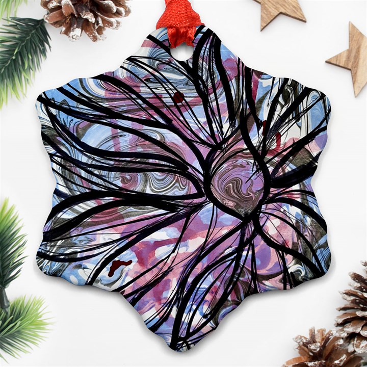 mixed media petals Snowflake Ornament (Two Sides)