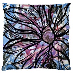 Mixed Media Petals Large Cushion Case (one Side) by kaleidomarblingart