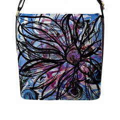 Mixed Media Petals Flap Closure Messenger Bag (l) by kaleidomarblingart