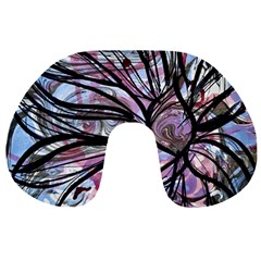 Mixed Media Petals Travel Neck Pillow by kaleidomarblingart