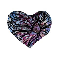 Mixed Media Petals Standard 16  Premium Flano Heart Shape Cushions by kaleidomarblingart