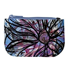 Mixed Media Petals Large Coin Purse by kaleidomarblingart