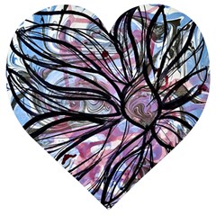 Mixed Media Petals Wooden Puzzle Heart by kaleidomarblingart