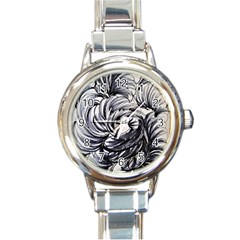 Mono Patterns Round Italian Charm Watch by kaleidomarblingart