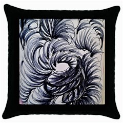 Mono Patterns Throw Pillow Case (black) by kaleidomarblingart