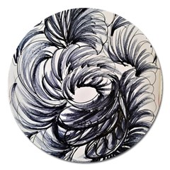 Mono Patterns Magnet 5  (round) by kaleidomarblingart